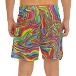 Rainbow Rave Print Men's Split Running Shorts