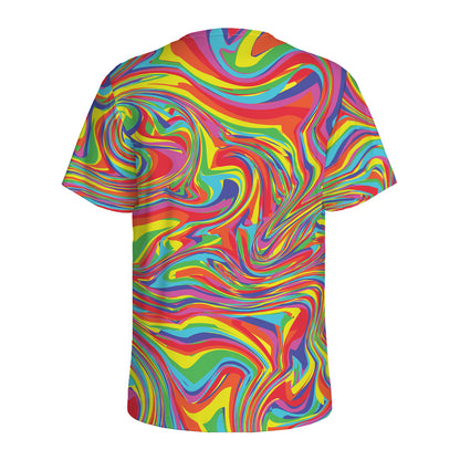 Rainbow Rave Print Men's Sports T-Shirt