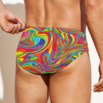 Rainbow Rave Print Men's Swim Briefs