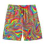 Rainbow Rave Print Men's Swim Trunks