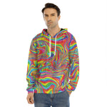Rainbow Rave Print Men's Velvet Pullover Hoodie