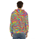 Rainbow Rave Print Men's Velvet Pullover Hoodie