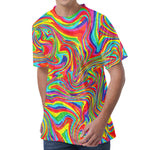 Rainbow Rave Print Men's Velvet T-Shirt