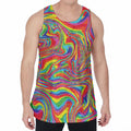 Rainbow Rave Print Men's Velvet Tank Top