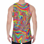 Rainbow Rave Print Men's Velvet Tank Top