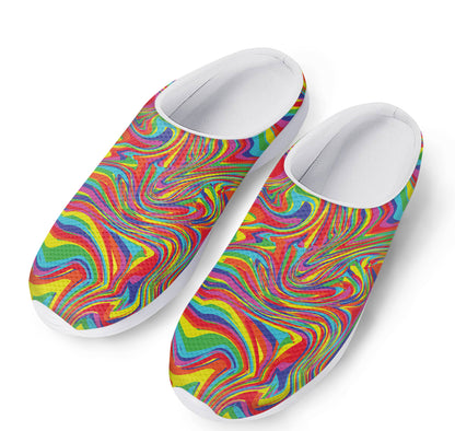Rainbow Rave Print Mesh Casual Shoes