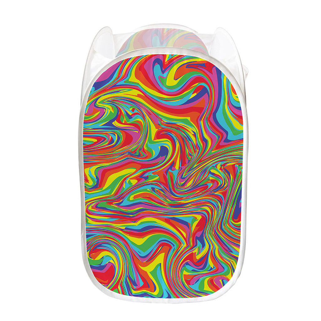 Rainbow Rave Print Mesh Laundry Hamper