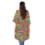Rainbow Rave Print Open Front Beach Cover Up