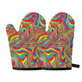 Rainbow Rave Print Oven Mitts