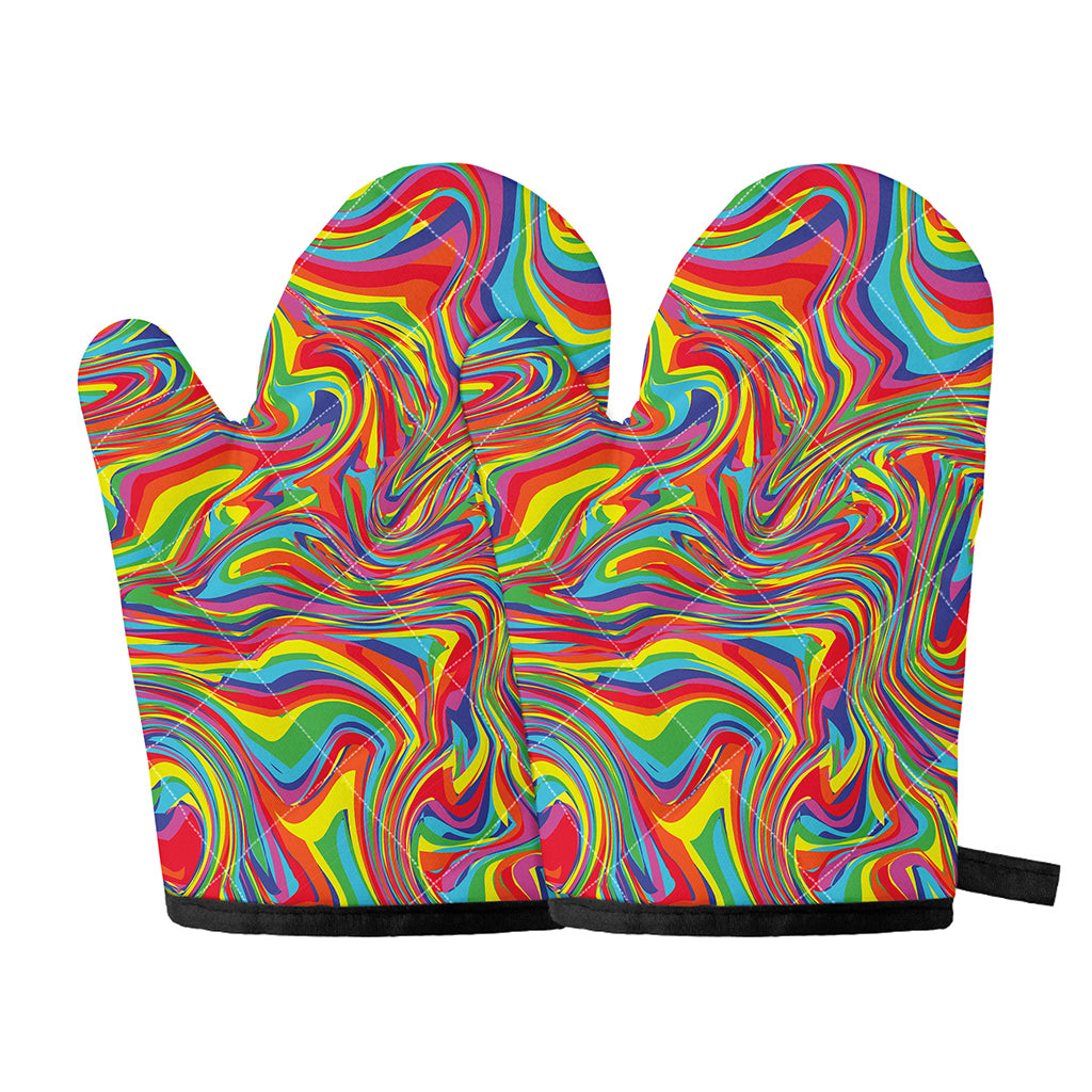 Rainbow Rave Print Oven Mitts
