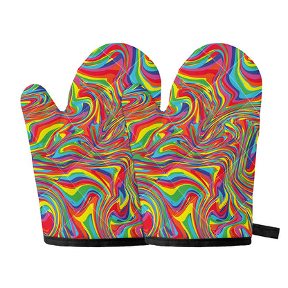 Rainbow Rave Print Oven Mitts