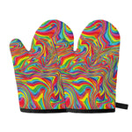 Rainbow Rave Print Oven Mitts