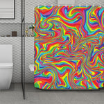 Rainbow Rave Print Polyester Shower Curtain