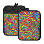 Rainbow Rave Print Pot Holders With Pocket