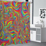 Rainbow Rave Print Premium Shower Curtain