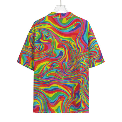 Rainbow Rave Print Rayon Hawaiian Shirt