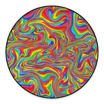 Rainbow Rave Print Round Floor Mat