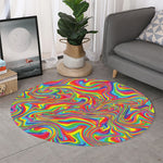 Rainbow Rave Print Round Rug