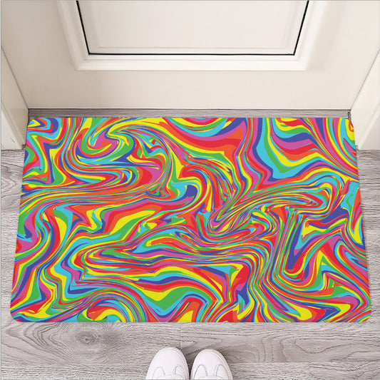 Rainbow Rave Print Rubber Doormat