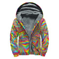 Rainbow Rave Print Sherpa Lined Zip Up Hoodie