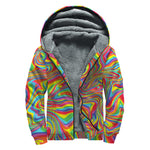 Rainbow Rave Print Sherpa Lined Zip Up Hoodie