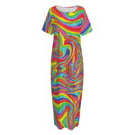 Rainbow Rave Print Short Sleeve Long Nightdress