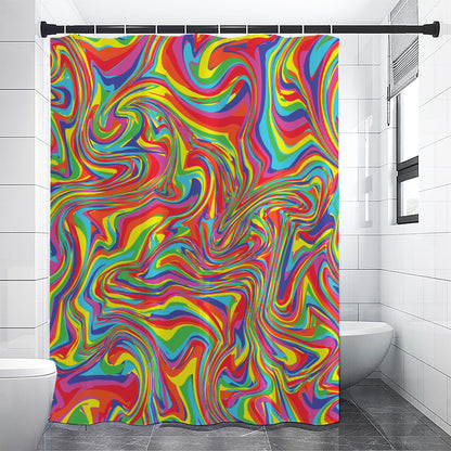 Rainbow Rave Print Shower Curtain
