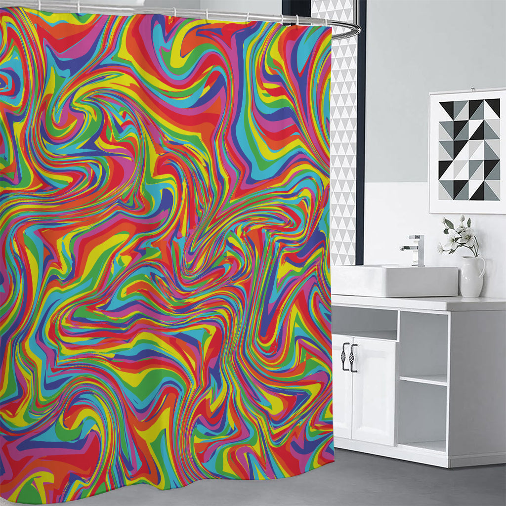 Rainbow Rave Print Shower Curtain