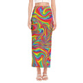 Rainbow Rave Print Side Slit Maxi Skirt