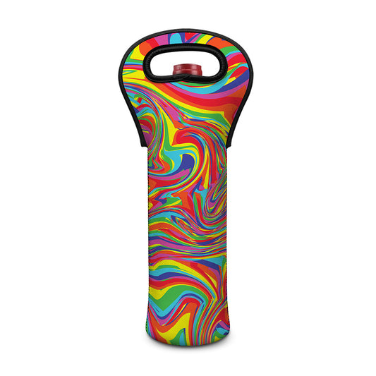 Rainbow Rave Print Single Neoprene Wine Tote