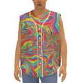 Rainbow Rave Print Sleeveless Baseball Jersey