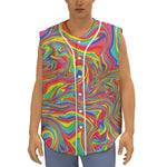 Rainbow Rave Print Sleeveless Baseball Jersey