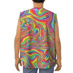 Rainbow Rave Print Sleeveless Baseball Jersey
