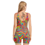Rainbow Rave Print Sleeveless One Piece Swimsuit
