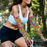 Rainbow Rave Print Sun Protection Arm Sleeves