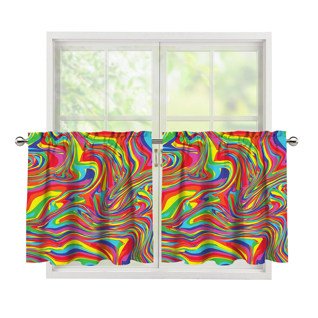 Rainbow Rave Print Tier Curtains
