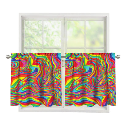 Rainbow Rave Print Tier Curtains