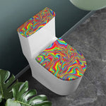 Rainbow Rave Print Toilet Lid And Tank Cover Set