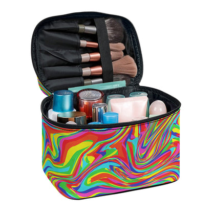 Rainbow Rave Print Travel Makeup Bag