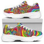 Rainbow Rave Print White Chunky Shoes