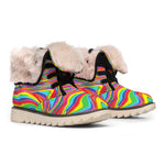 Rainbow Rave Print Winter Boots