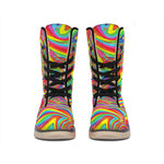 Rainbow Rave Print Winter Boots
