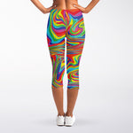 Rainbow Rave Print Women's Capri Leggings