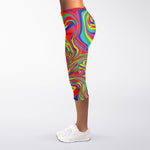 Rainbow Rave Print Women's Capri Leggings