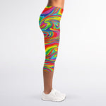 Rainbow Rave Print Women's Capri Leggings