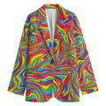 Rainbow Rave Print Women's Cotton Blazer