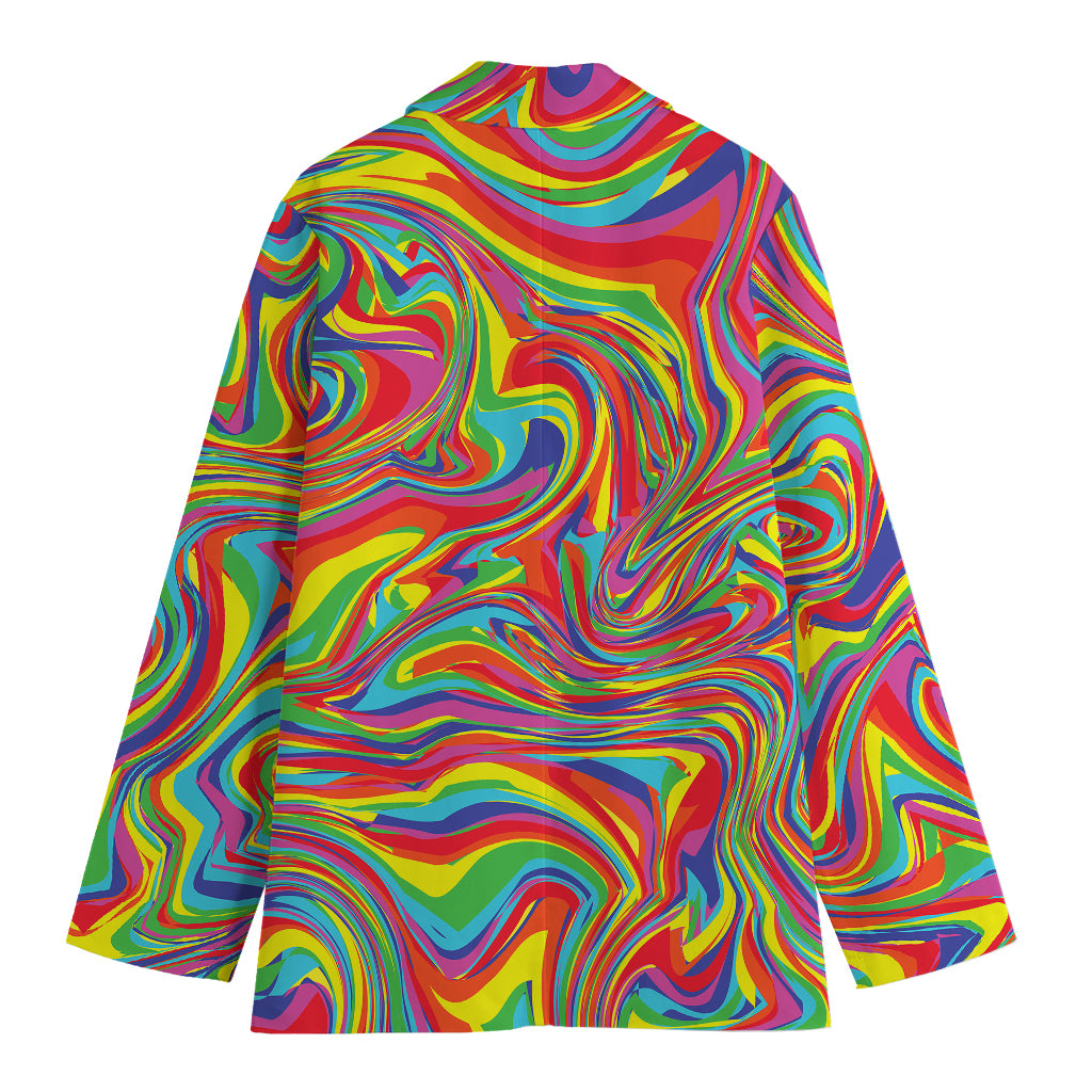 Rainbow Rave Print Women's Cotton Blazer