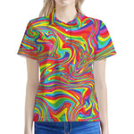 Rainbow Rave Print Women's Polo Shirt