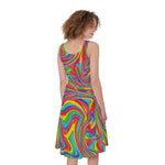 Rainbow Rave Print Women's Sleeveless Dress