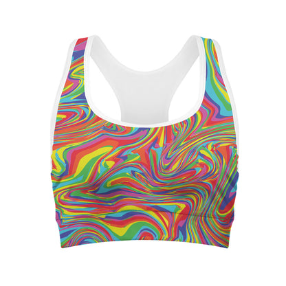 Rainbow Rave Print Women's Sports Bra